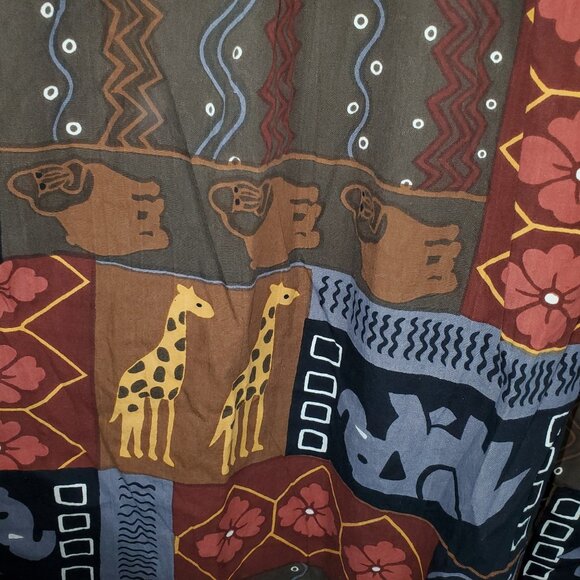 Go Softly Safari House Dress Midi Button-Front Animal Patchwork Giraffe Elephant - Picture 4 of 7